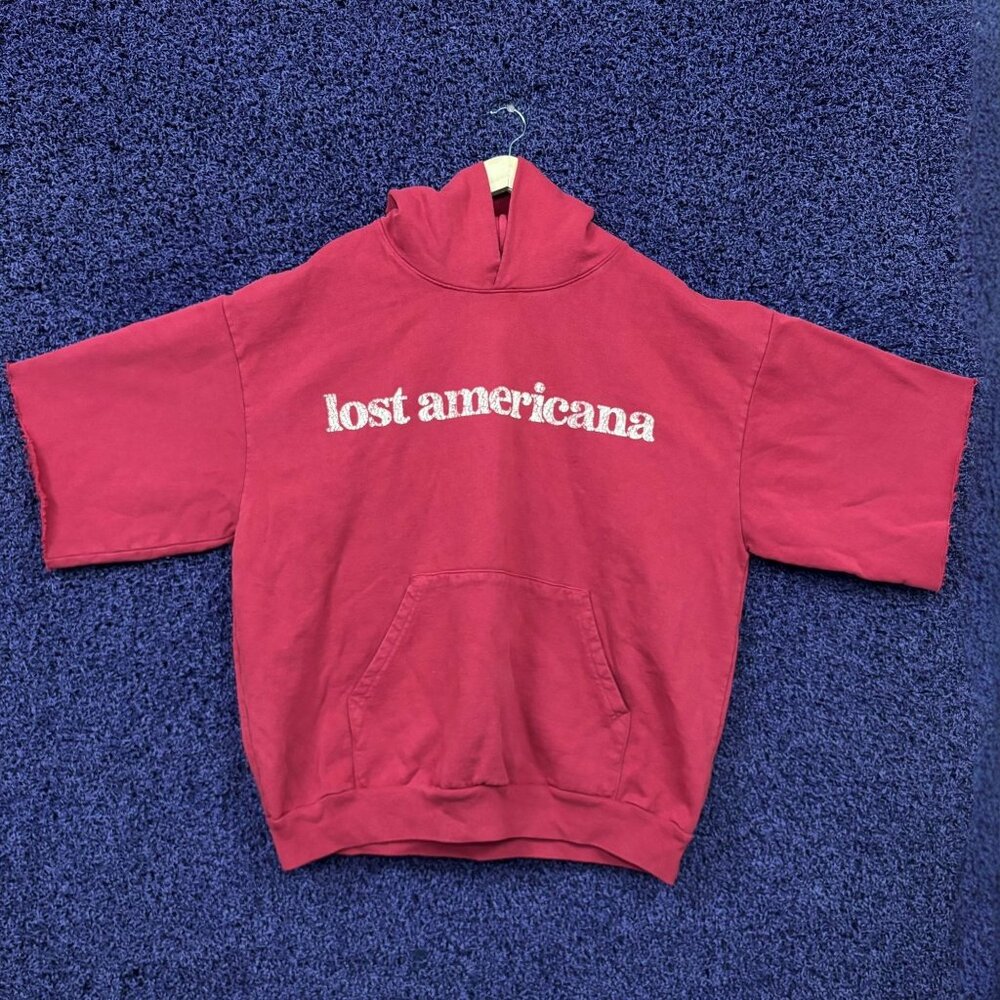 Lost Americana Red Short-Sleeve Hoodie Sweatshirt